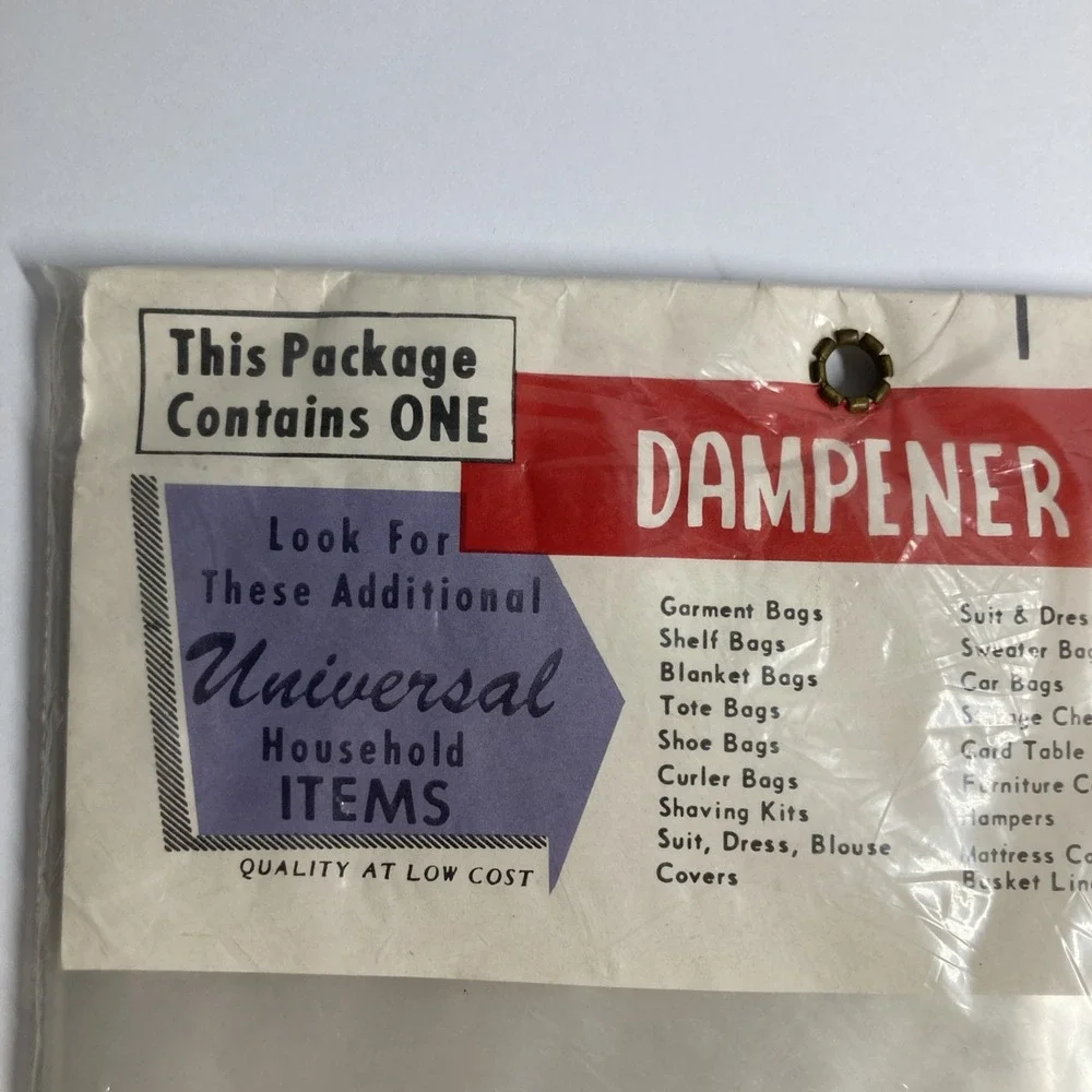 Universal Producing Co Dampener Bag Unisex M Clear Vintage 1963 Zipper 18x36